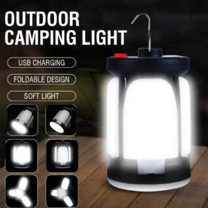 For Camping Fishing High Power Solar LED Camping Lantern Rechargeable 4500mAh 1000LM Emergency Power Bank Foldable 6 Light Modes